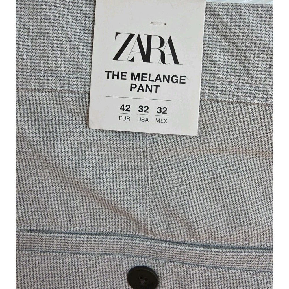 NWT Zara The Melange Pant Slim Stretch Men EU42 32x30 Black & WHITE CHECK - Picture 2 of 11